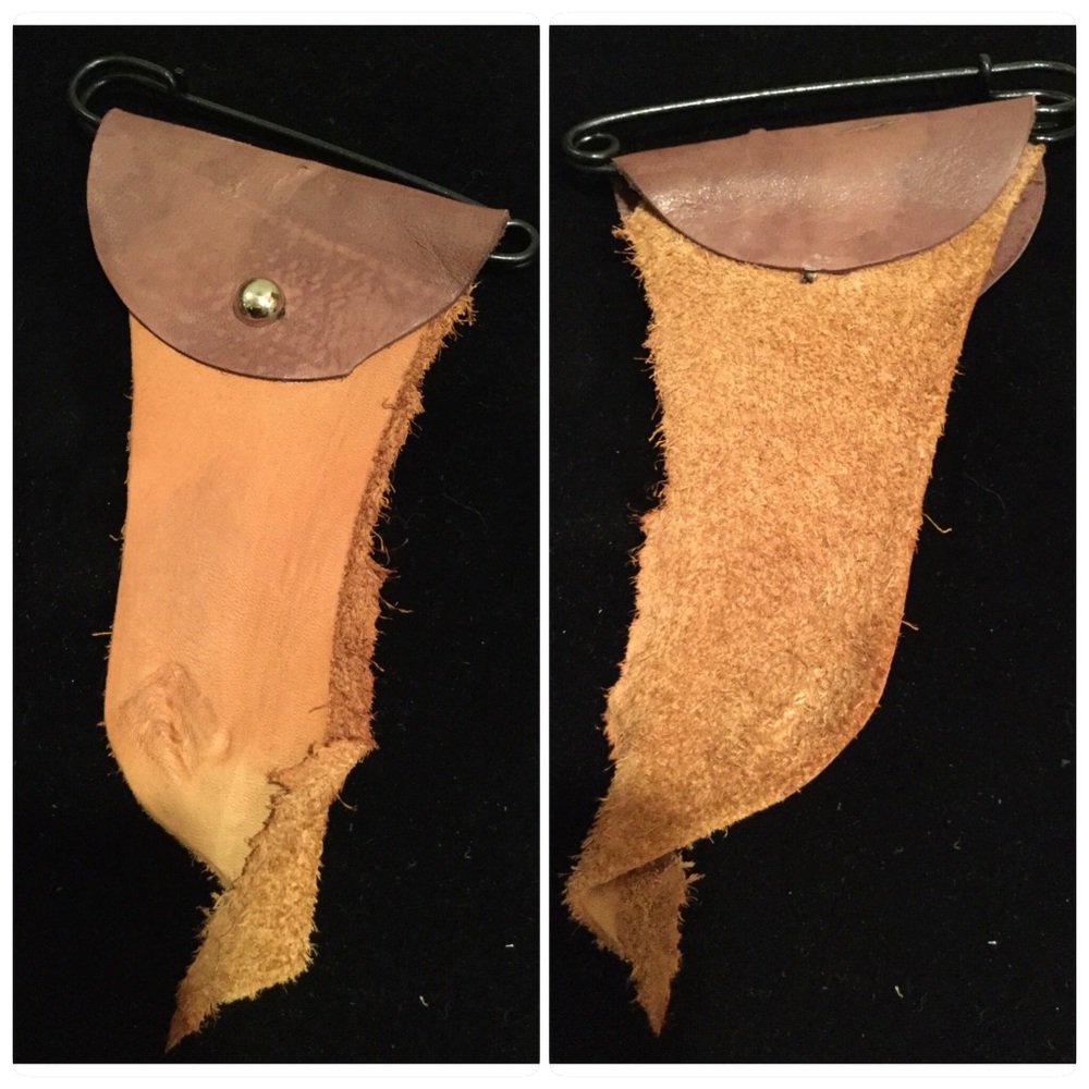 Leather Safety Pin Brooch